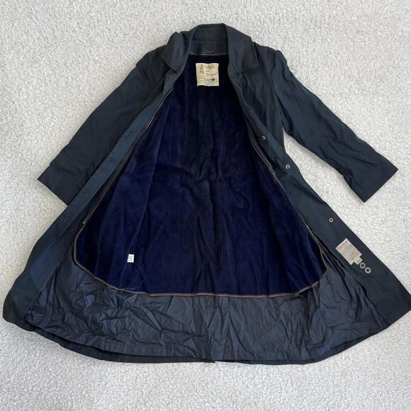 Vintage London Fog Navy Blue Classic Long Trench Coat Jacket (size 6 petite) - Picture 5 of 7